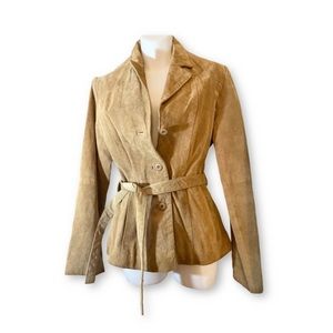 Wilsons leather jacket buttons with tie belt